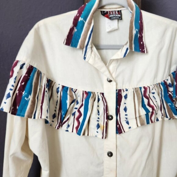 Vintage Western Women's‎ M Button up Ruffle Southwestern Cowgirl Ozark mountain - Picture 6 of 16
